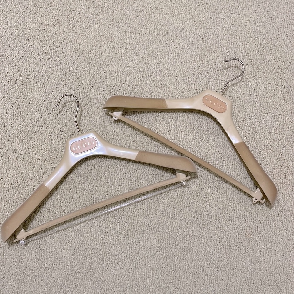 VINTAGE GUCCI Tan Plastic Hangers TWO